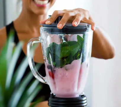 Woman drink from pure eats